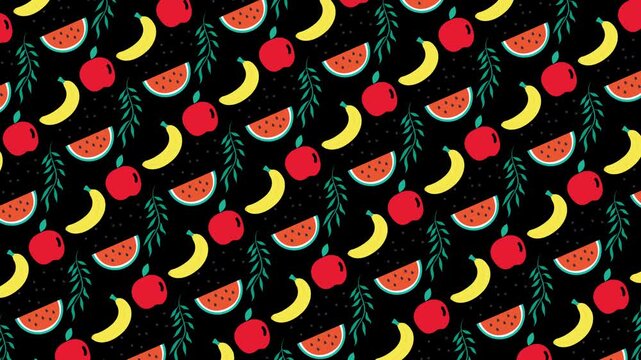 Fruits seamless pattern loop on alpha channel transparent background
