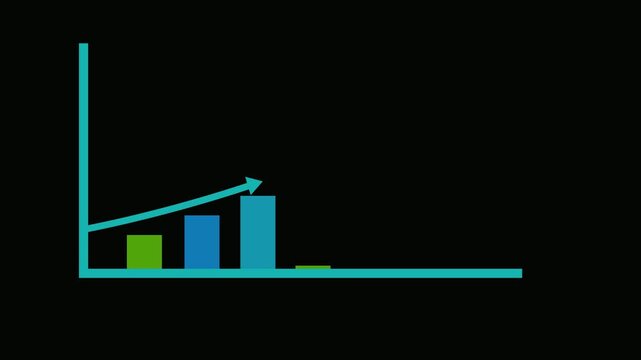 Minimalist abstract bar chart animation showing business growth and positive financial trends on black background