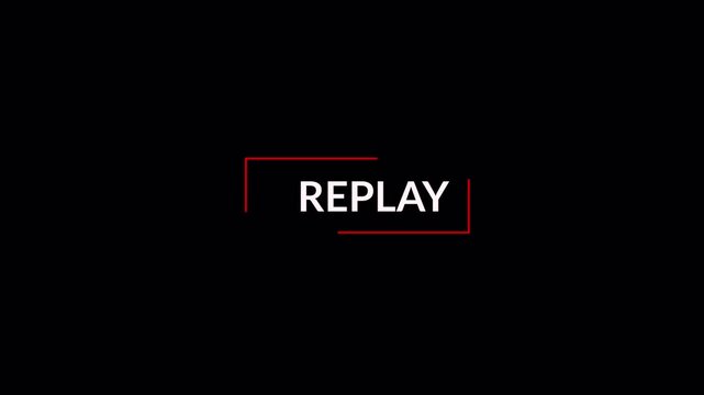Replay text button animation with alpha channel, Replay icon video for Live Streamers, Action replay sign icon loop animation. motion graphic of replay concept 
