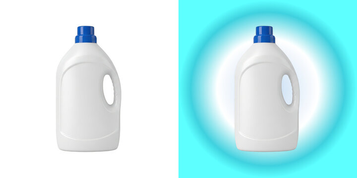 Blank white laundry detergent bottle isolated on white background
