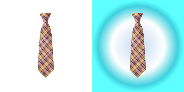 Classic plaid necktie pattern isolated on white background