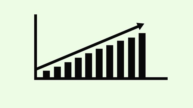 Minimalist business bar charts with upward trending arrows representing financial growth and corporate success metrics