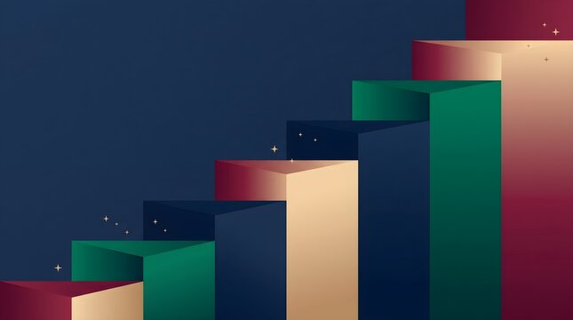 Ascending Geometric Christmas Gradient Staircase Background