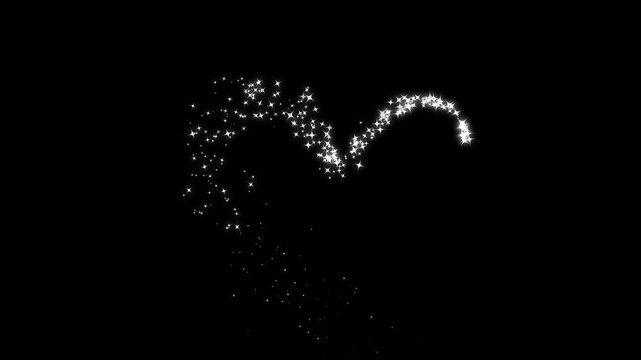white glowing fairy sparkle line burst, glitter sparkle shine loveing stars line trail, twinkling white glowing star, with sparkling glitter animation,  fairy dust shimmer line, black screen 4k video