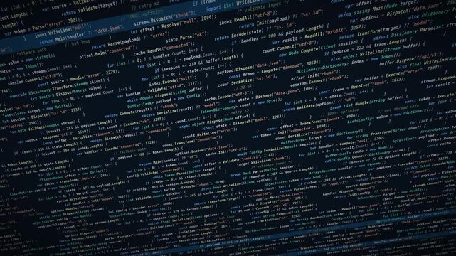 Abstract digital code rain, a dynamic stream of data flowing across a dark screen. Modern technology background, perfect for cybersecurity, programming, and IT concepts. 4k