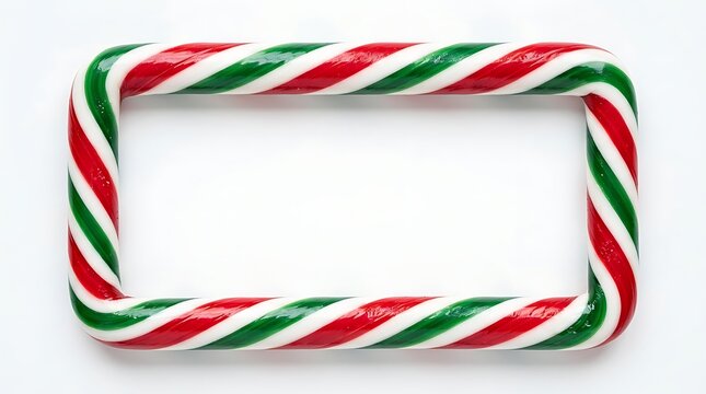 Single candy cane frame rectangular shape isolated on white background