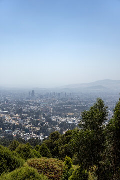 Addis Ababa Skyline and Urban Sprawl Seen Through Haze from the Entoto Hills Ethiopia