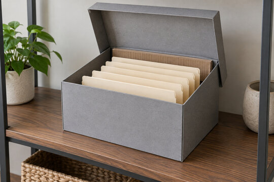 Document folders supported by a spacer inside a storage box