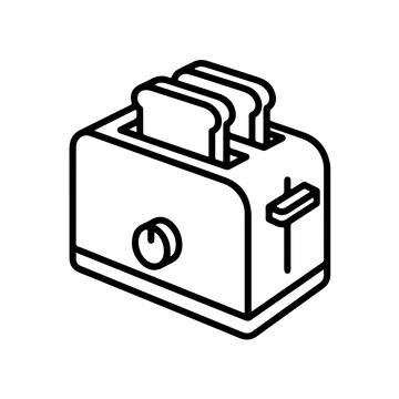 toaster with bread slices in slots outline icon