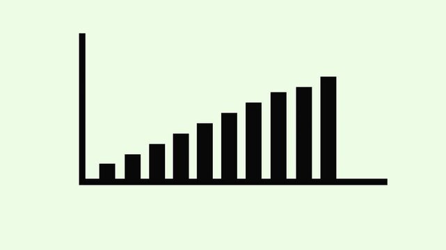 Simple black bar chart graphic showing upward growth trend isolated on a light background animation