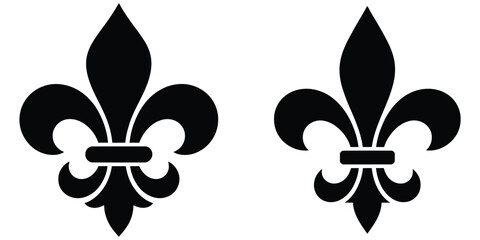 Two identical black fleur de lis symbols displayed side by side on a clean white background, representing a classic heraldic and decorative emblem © MdEnamul