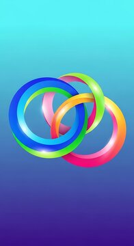 Interlocking colorful 3D rings forming a circular abstract design