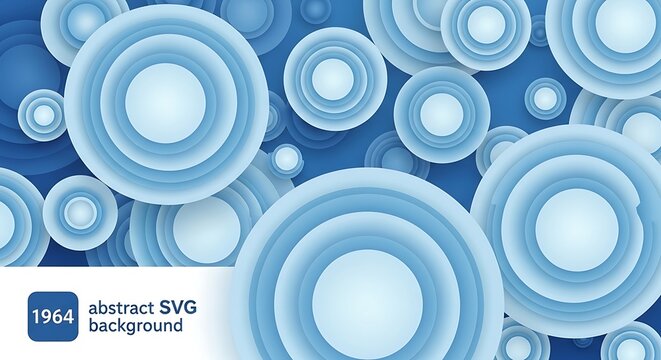 Abstract geometric svg background with concentric circles and gradient blue tones