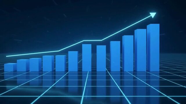 Bar chart visualization illustrating market fluctuations and performance trends on a dark digital background data visualization financial trends
