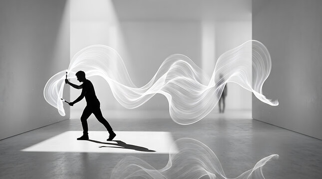 Person Creating Light Trails With Long Exposure Photography Technique