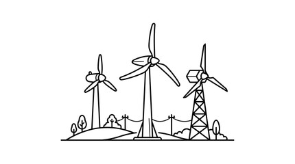 Obraz premium Wind Turbine Farm Illustration Isolated