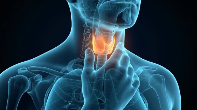 3d medical animation of thyroid inflammation in human neck