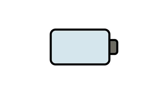 Animated Battery Charging Sequence Vector Icon Isolated on White Background Motion Graphic