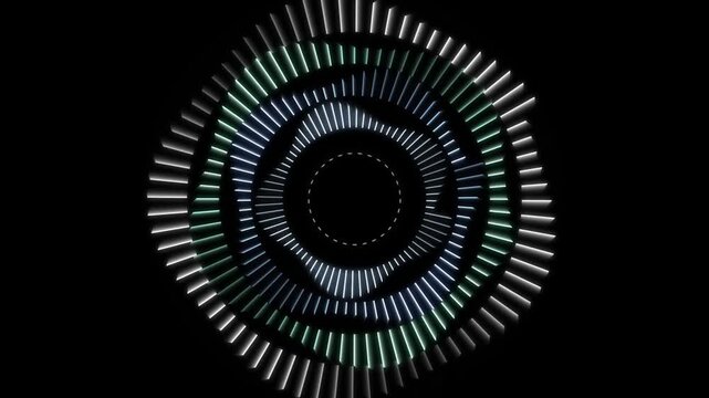 Circular Graphic Design with Concentric Rings in Shades of Blue, Green, and Gray. Abstract Radial Pattern for Modern Branding.