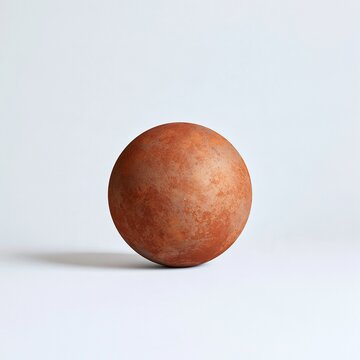 Super earth exoplanet with a rocky, rusted surface and basalt plains, isolated on a white background with copy space for education and publishing