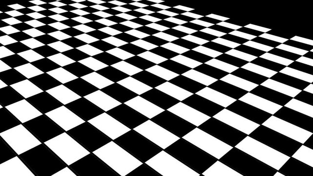 Black and white checkered pattern background with perspective view and dynamic grid layout