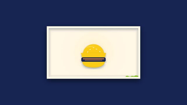 Animated Burger Assembly on Table - Fast Food Animation Loop