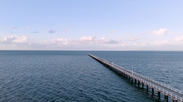 Urangan Pier Aerial Flyover to Open Ocean in Hervey Bay