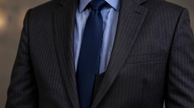 Suited man slips a sealed top secret envelope into his inner jacket pocket