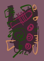 Abstract image for modern interior. The picture is painted by hand on a tablet. © neurostructure