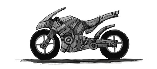custom electric superbike, sketch - digital painting. Painted on a tablet. © neurostructure