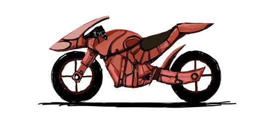 custom electric superbike, sketch - digital painting. Painted on a tablet. © neurostructure