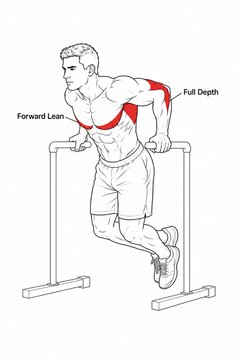 How forward lean and full depth combine for an effective chest and triceps dip
