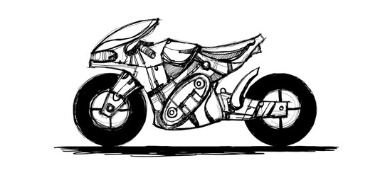 custom electric superbike, sketch - digital painting. Painted on a tablet. © neurostructure