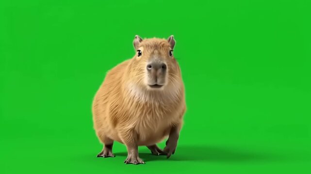 Capybara dancing on green screen for playful animal dancing video production