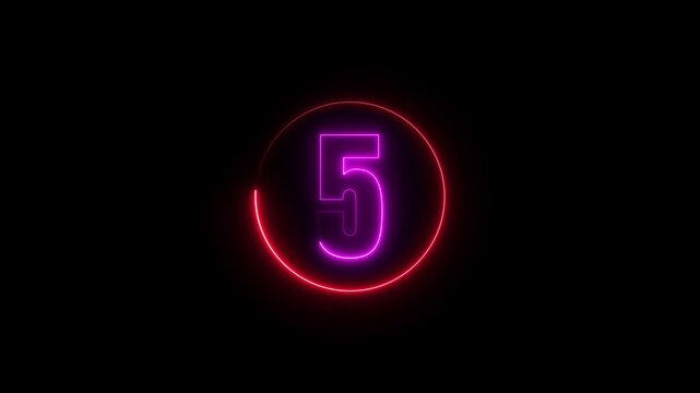 Vibrant pink neon number seven glowing inside a circular red neon frame on black background