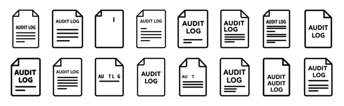 audit log  editable outline icon set. tech elements and modern line art vector icons collection