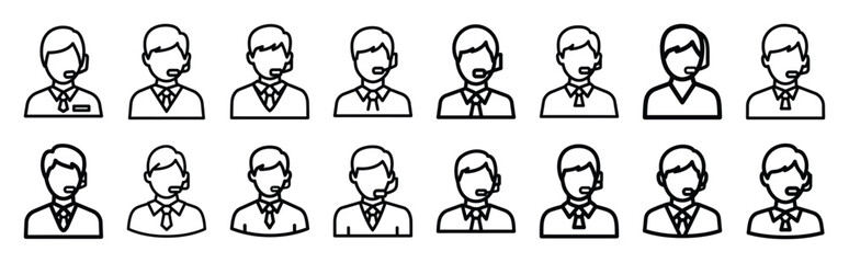 Fototapeta premium customer service editable outline icon set. tech elements and modern line art vector icons collection