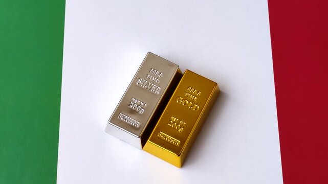 Gold and silver bullion or ingots as metals for bank storage and investments