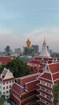 Aerial View of Wat Paknam Bhasicharoen Temple in Bangkok, Thailand