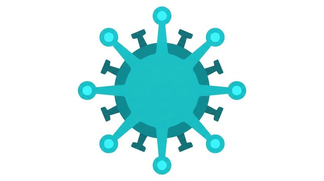 Blue stylized coronavirus cell icon isolated on a white background for medical and science design