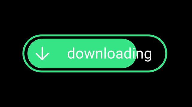 Download icon animation isolated on black background, downloading icon with progres bar download button icon.