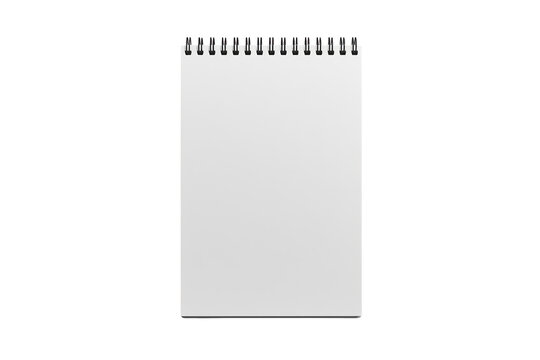 Tall white spiral notepad with blank front page