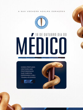 Dia do M&eacute;dico 18 de Outubro Post Card Insta Template Banner