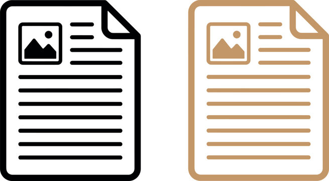 Document file icon set with text and image placeholder vector illustration for office layout.