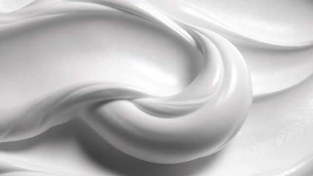 Luxurious white cosmetic cream texture with smooth elegant swirls and creamy waves for skin care, moisturizing lotion, and beauty treatment background image