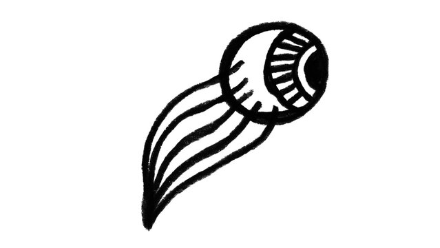 Hand-Drawn Eyeball with Optic Nerve Doodle for Photoshop & Illustrator