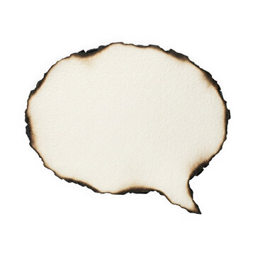 Speech bubble shape made of burnt paper isolated on transparent background