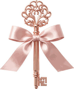 wedding, princess, royal, golden key, pink bow, vintage key, ornate key, rose gold, satin ribbon, elegant accessory, magical key, fantasy key, decorative key, romance, fairytale key, luxury key, antiq