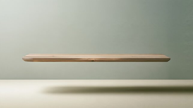 Wooden table edge floating in midair, a smooth oiled surface with a natural grain for product display and copy space