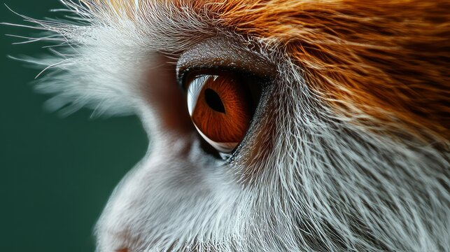 Close-up of primate eye with orange fur and fine details